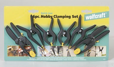 The Wolfcraft Hobby Clamp Set comes with a variety of different style clamps that will come in handy