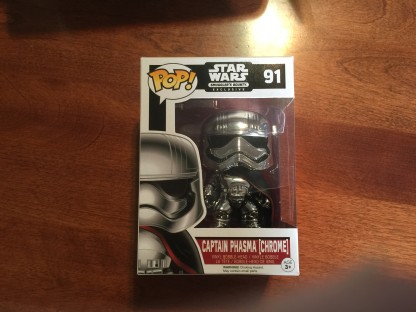 Chrome Captain Phasma POP figure from the FUNKO Star Wars Smugglers Bounty box