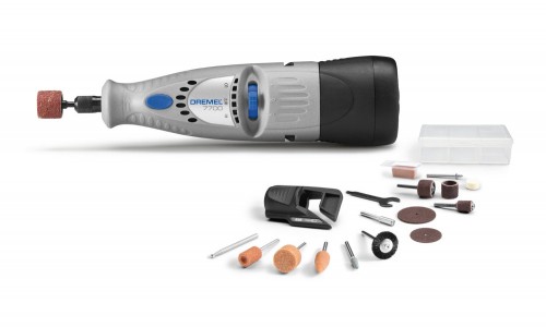 The Dremel 7700 moto tool is cordless, rechargeable and has plenty of power for typical miniature hobby tasks
